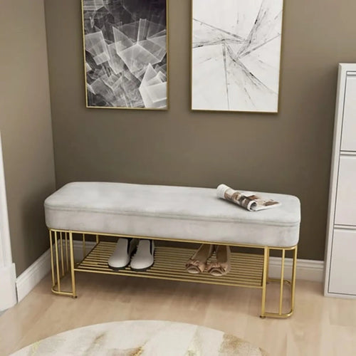 Morgan Stanley Solid Metal Shoe Rack in Golden Finish.