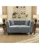 Square Arm Loveseat 2 Seater Sofa (Walnut Legs) - Bloomart