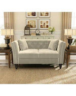 Square Arm Loveseat 2 Seater Sofa (Walnut Legs) - Bloomart