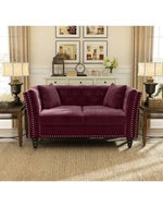 Square Arm Loveseat 2 Seater Sofa (Walnut Legs) - Bloomart