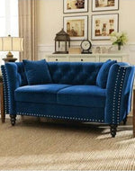 Square Arm Loveseat 2 Seater Sofa (Walnut Legs) - Bloomart