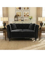 Square Arm Loveseat 2 Seater Sofa (Walnut Legs) - Bloomart