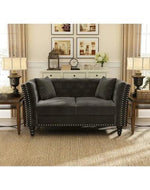 Square Arm Loveseat 2 Seater Sofa (Walnut Legs) - Bloomart