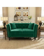 Square Arm Loveseat 2 Seater Sofa (Walnut Legs) - Bloomart