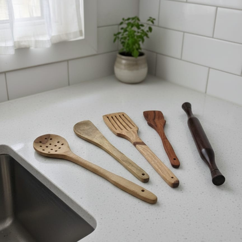 Bloomart Premium Wooden Cooking Spoon ( Set Of Five )