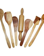 Bloomart Natural Wood Spoons, Spatulas & Rolling Pin