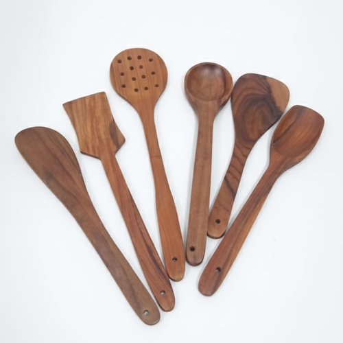 Wooden Utensils for Kitchen Handmade Spatula & Ladle ( Set Of Six )