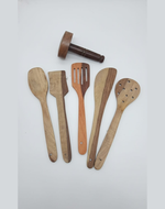 Wooden Cooking Spoons & Spatula Set (Pack of 6) | Handmade Natural Wood Utensils