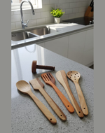 Wooden Cooking Spoons & Spatula Set (Pack of 6) | Handmade Natural Wood Utensils