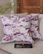 Fabrahome Square Reposa Floral Printed Velvet Fabric Cushion Cover - Bloomart