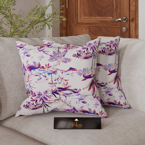 Fabrahome Square Reposa Floral Printed Velvet Fabric Cushion Cover - Bloomart