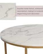 Golden Circular Cross Center Table  With Italian Nano Marble Top