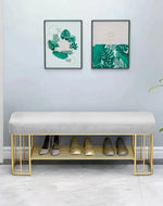 Morgan Stanley Solid Metal Shoe Rack in Golden Finish.