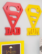 Wooden Handmade Decorative Wall Sticker DAD & MOM Design (Red & Yellow) - Bloomart
