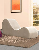 Modern Armless Wooden Chaise Lounge for Lounging, Yoga, and Stretching ( Beige )