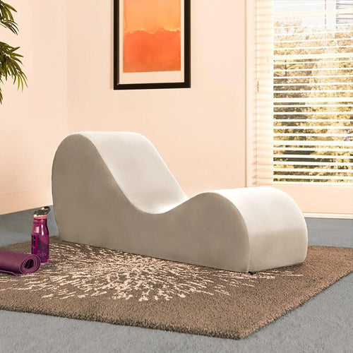 Modern Armless Wooden Chaise Lounge for Lounging, Yoga, and Stretching ( Beige )