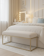 Bloomart Encanto Modern Upholstered Holland Fabric & Iron Frame Entryway Bench for Living Room, Bedroom