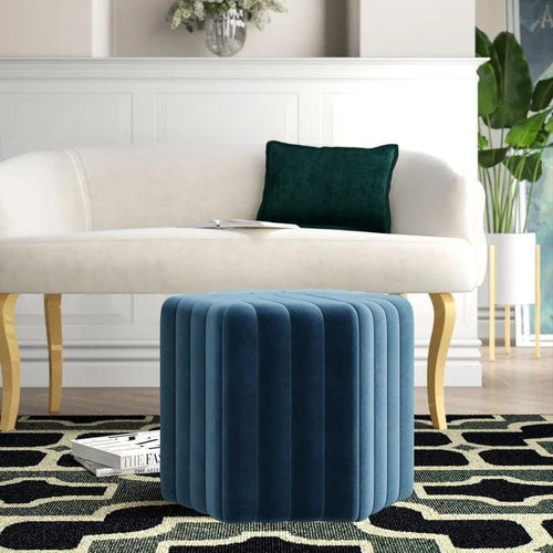 Bloomart Lucid Hexagonal Shape Solid Wood Pouf Ottoman Stool