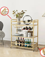Clinton Solid Metal Two-Teir Glass Bar Cart Trolley