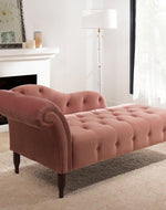Bloomart Modernize Tufted Solid Wood Chaise Lounge Walnut Legs ( Pink )