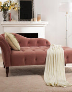 Bloomart Modernize Tufted Solid Wood Chaise Lounge Walnut Legs ( Pink )