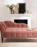 Bloomart Modernize Tufted Solid Wood Chaise Lounge Walnut Legs ( Pink ) - Bloomart