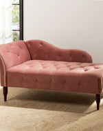 Bloomart Modernize Tufted Solid Wood Chaise Lounge Walnut Legs ( Pink )