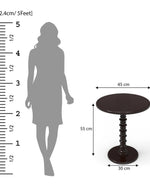 Round Wooden Spindle Side Table for Living Room with Pedestal End Table (Walnut Finish)