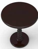 Round Wooden Spindle Side Table for Living Room with Pedestal End Table (Walnut Finish)