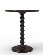 Round Wooden Spindle Side Table for Living Room with Pedestal End Table (Walnut Finish)