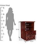 Mango Wood Bed Side Table Cabinet with 2 Drawer for Bed Room