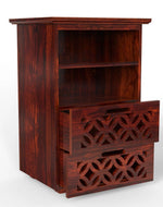 Mango Wood Bed Side Table Cabinet with 2 Drawer for Bed Room