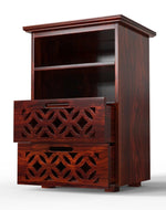 Mango Wood Bed Side Table Cabinet with 2 Drawer for Bed Room