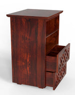 Mango Wood Bed Side Table Cabinet with 2 Drawer for Bed Room