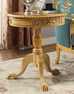Luxury Modern Wooden Round Table Hand Carved Corner Side Table (With 2 Drawers)