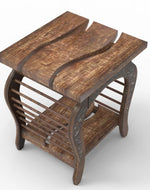 Bloomart Wavy Square Mango Wood End Table ( Brown )