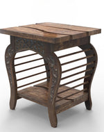 Bloomart Wavy Square Mango Wood End Table ( Brown )