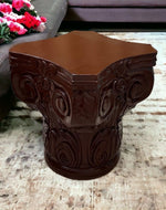 Bloomart Hand Carved Pedestal Style End Table Mango Wood