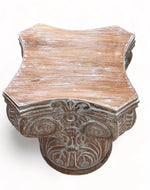 Bloomart Hand Carved Pedestal Style End Table Mango Wood