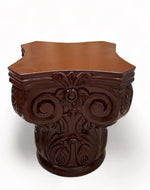Bloomart Hand Carved Pedestal Style End Table Mango Wood