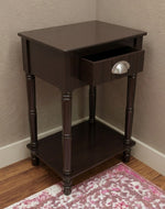 Bloomart Grub Square Shape Mango Wood Carved Round Legs Bedside Table with 1 Drawer & 1 Shelf