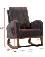 Bloomart Modern Recliner Rocking Chair with Curved Arms and Soft Velvet Fabric