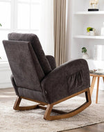 Bloomart Modern Recliner Rocking Chair with Curved Arms and Soft Velvet Fabric