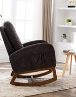 Bloomart Modern Recliner Rocking Chair with Curved Arms and Soft Velvet Fabric