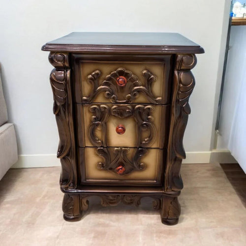 Bloomart Traditional Luxury Sheesham Wood Nightstand Set of 1 (Golden)