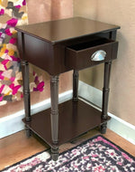 Bloomart Grub Square Shape Mango Wood Carved Round Legs Bedside Table with 1 Drawer & 1 Shelf