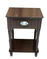 Bloomart Grub Square Shape Mango Wood Carved Round Legs Bedside Table with 1 Drawer & 1 Shelf