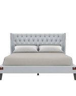 Upholstered Panel Bed Frame with Diamond Tufted and Nailhead Trim Wingback Headboard