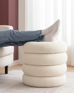 Bloomart Luxury Bouclé Round Ottoman Stool Soft Pouf Seat for Living Room & Bedroom