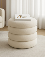 Bloomart Luxury Bouclé Round Ottoman Stool Soft Pouf Seat for Living Room & Bedroom